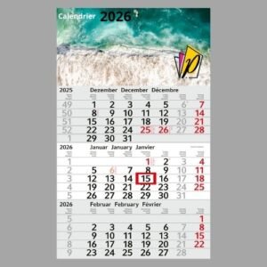 Calendriers mensuels 3 mois (Monobloc)