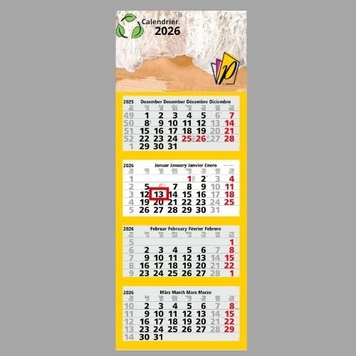 Calendriers mensuels 4 mois (multiblocs) Carton recyclé