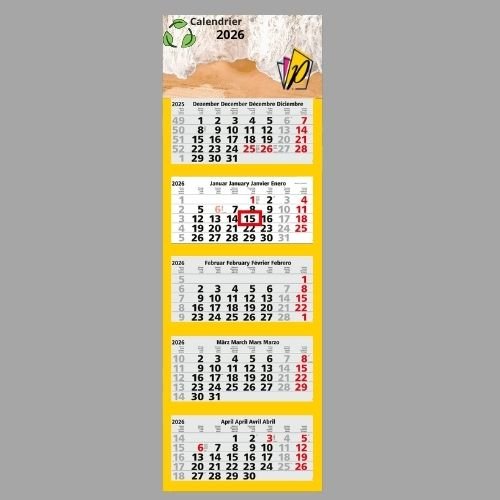 Calendriers mensuels 5 mois (multiblocs) Carton recyclé