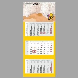 Calendriers mensuels 3 mois (multiblocs)