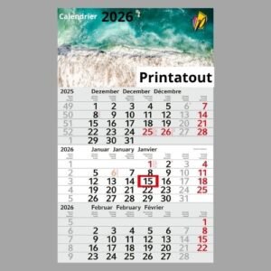 Calendriers mensuels 3 mois (Monobloc)