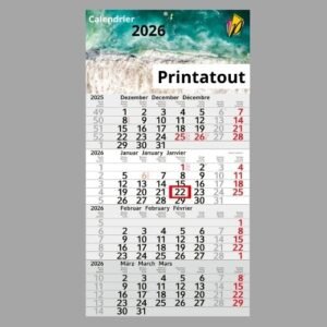 Calendriers mensuels 3 mois (Monobloc)